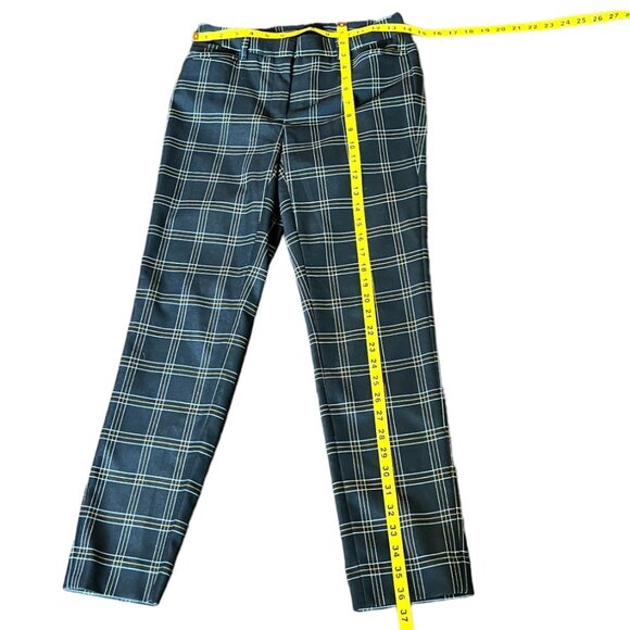 White House Black Market Black/White/Yellow Plaid The Slim Ankle Pants, Size 00 - Picture 4 of 12